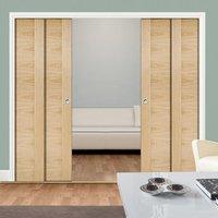 Quad Telescopic Pocket Sofia Oak Veneer Doors - Prefinished