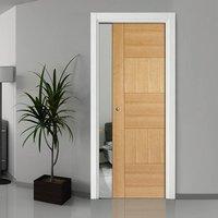 Quebec Oak Flush Fire Pocket Door is Pre-Finished and 1/2 Hour Fire Rated