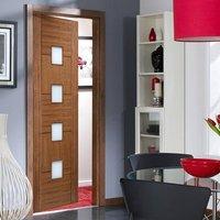 Quebec Walnut Varnished Door with Frosted Safety Glass