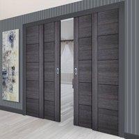 Quad Telescopic Pocket Vancouver Ash Grey Doors - Prefinished