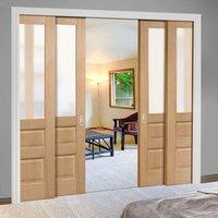 quad telescopic pocket contemporary 1l 2p oak veneered doors frosted g ...