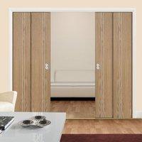 quad telescopic pocket sierra oak veneer doors prefinished