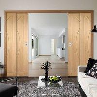 quad telescopic pocket pesaro oak veneer door