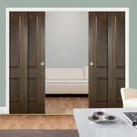 Quad Telescopic Pocket Madrid Walnut Veneer Doors - Prefinished