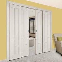 Quad Telescopic Pocket Coventry Style White Primed Panel Doors