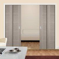 quad telescopic pocket light grey vancouver doors prefinished