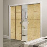 Quad Telescopic Pocket Lille Oak Veneer Doors - Prefinished