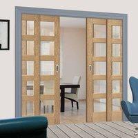 quad telescopic pocket contemporary 5l oak veneered doors clear glass  ...