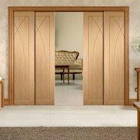 quad telescopic pocket pesaro oak veneer door prefinished