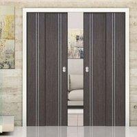 Quad Telescopic Pocket Ash Grey Zanzibar Doors - Prefinished