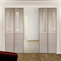 Quad Telescopic Pocket Hermes Chocolate Grey Doors 2L - Clear Glass - Prefinished