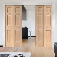 quad telescopic pocket colonial 6p oak veneer door no raised mould