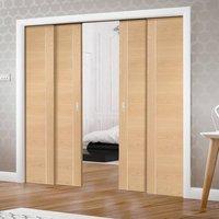 Quad Telescopic Pocket Forli Oak Veneer Door - Aluminium Inlay - Prefinished