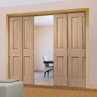 quad telescopic pocket victorian 4p oak veneer door no raised mould pr ...