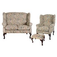 Queen Anne Sofa, Wing Chair and FREE Footstool