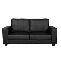 Queensland 3 Seater Sofa In Black Faux Leather