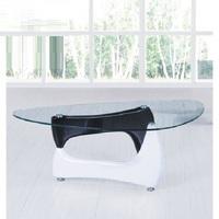 Quebec Coffee Table In Clear Glass With Gloss Black White Base