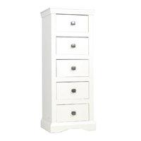 Quebec Narrow Chest Of Drawers In Cream With 5 Drawers