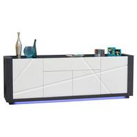 Quatro Glass Top Wooden Sideboard With 4 Doors And 1 Drawer