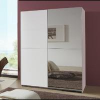 quest white robe 2 door sliding wardrobe with 1 mirrored door