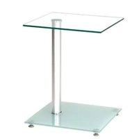 Quadro Bistro Glass Side Table In Clear With Frosted Glass Shelf