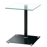 Quadro Clear Glass Top Bistro Black Side Table