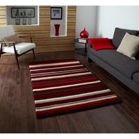 Quality Super Soft Rich Red Striped Acrylic Area Rug 2022 - Phoenix 65cm x 225cm (2\'1\