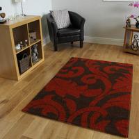 quality plush terracotta brown urban patterned rug 9029 montego 110cm  ...