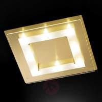 Quadratic LED ceiling lamp Lamei 35 cm brass