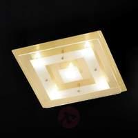 Quadratic LED ceiling lamp Lamei 32 cm brass