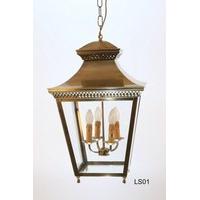 Quadra Ceiling Lantern in Antique Brass