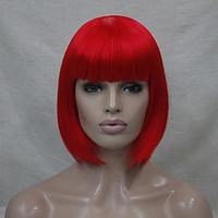 quality synthetic hair red anime cosplay costume short bob wig