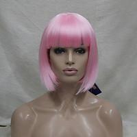 quality synthetic hair light pink anime cosplay costume short bob wig