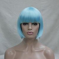 quality synthetic hair light blue anime cosplay costume short bob wig