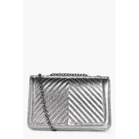 Quilted Metallic Cross Body Bag - pewter