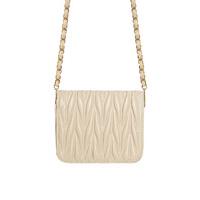 Quilted Chain Strap Crossbody Bag - CREAM
