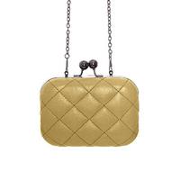 quilted box clutch gold