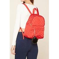 Quilted Pom Pom Backpack