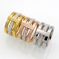 Quality 3 Color Width Brand Design 316L Stainless Steel Cubic Zircon Rings For Women