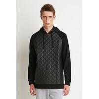 quilted faux leather hoodie