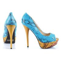 Qupid Shoes Neutral-120 Turquoise and Yellow