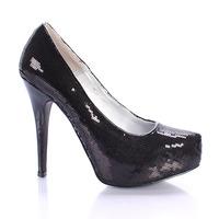 Qupid Shoes System-156 Black Sequin