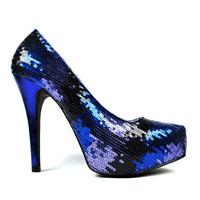 Qupid Shoes System-156 Blue Sequin