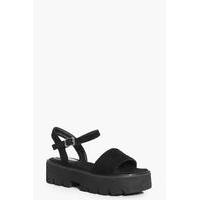 Quilted Two Part Cleated Sandal - black