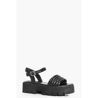 quilted two part cleated sandal black
