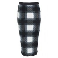 QUILTED CHECK MIDI SKIRT