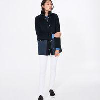 quilted mid length coat marine