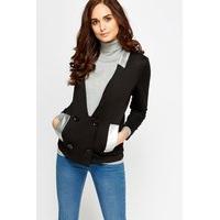 Quilted Contrast Plunge Blazer