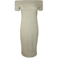 quinn basic off shoulder midi dress light grey