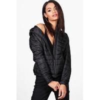 Quilted Hooded Coat - black